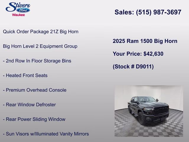 2025 Diamond Black Crystal Pearlcoat Ram 1500 Big Horn/Lone Star 4X4 Truck