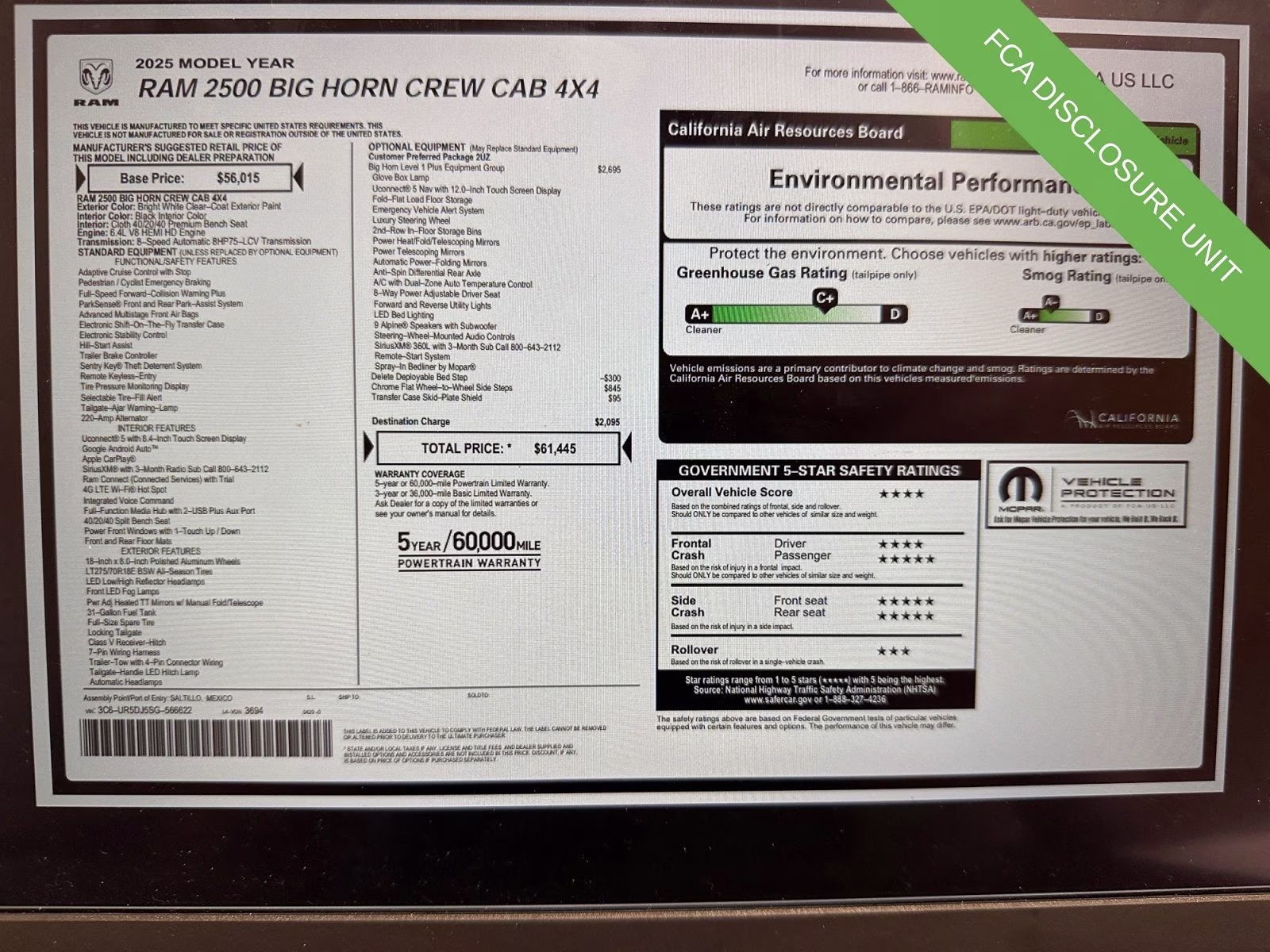 2025 Bright White Clearcoat Ram 2500 Big Horn 4X4 Truck