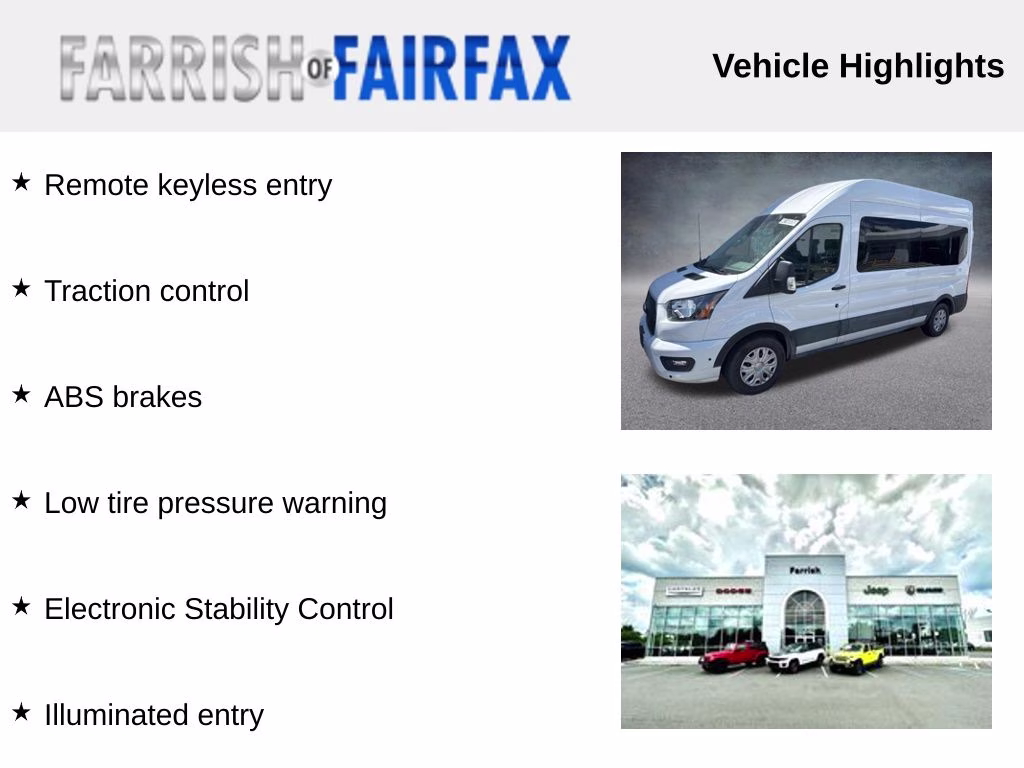 2025 White Ford Transit-350 XLT 15 PASSENGER RWD Crossover