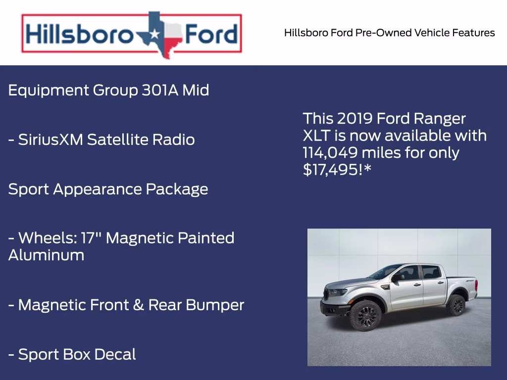 2019 Ingot Silver Metallic Ford Ranger XLT RWD Truck