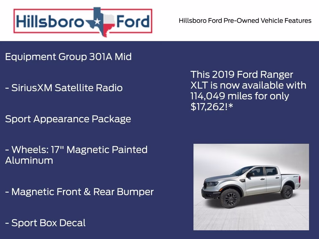 2019 Ingot Silver Metallic Ford Ranger XLT RWD Truck
