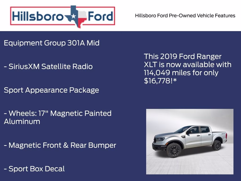 2019 Ingot Silver Metallic Ford Ranger XLT RWD Truck