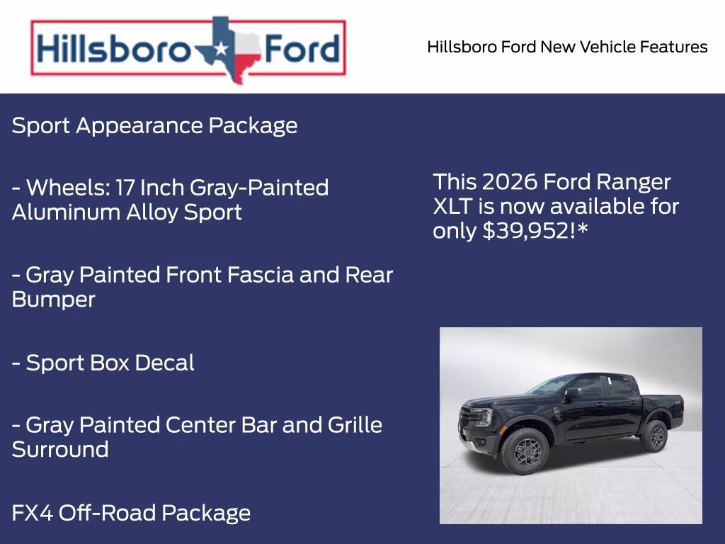 2026 Shadow Black Ford Ranger XLT 4X4 Truck