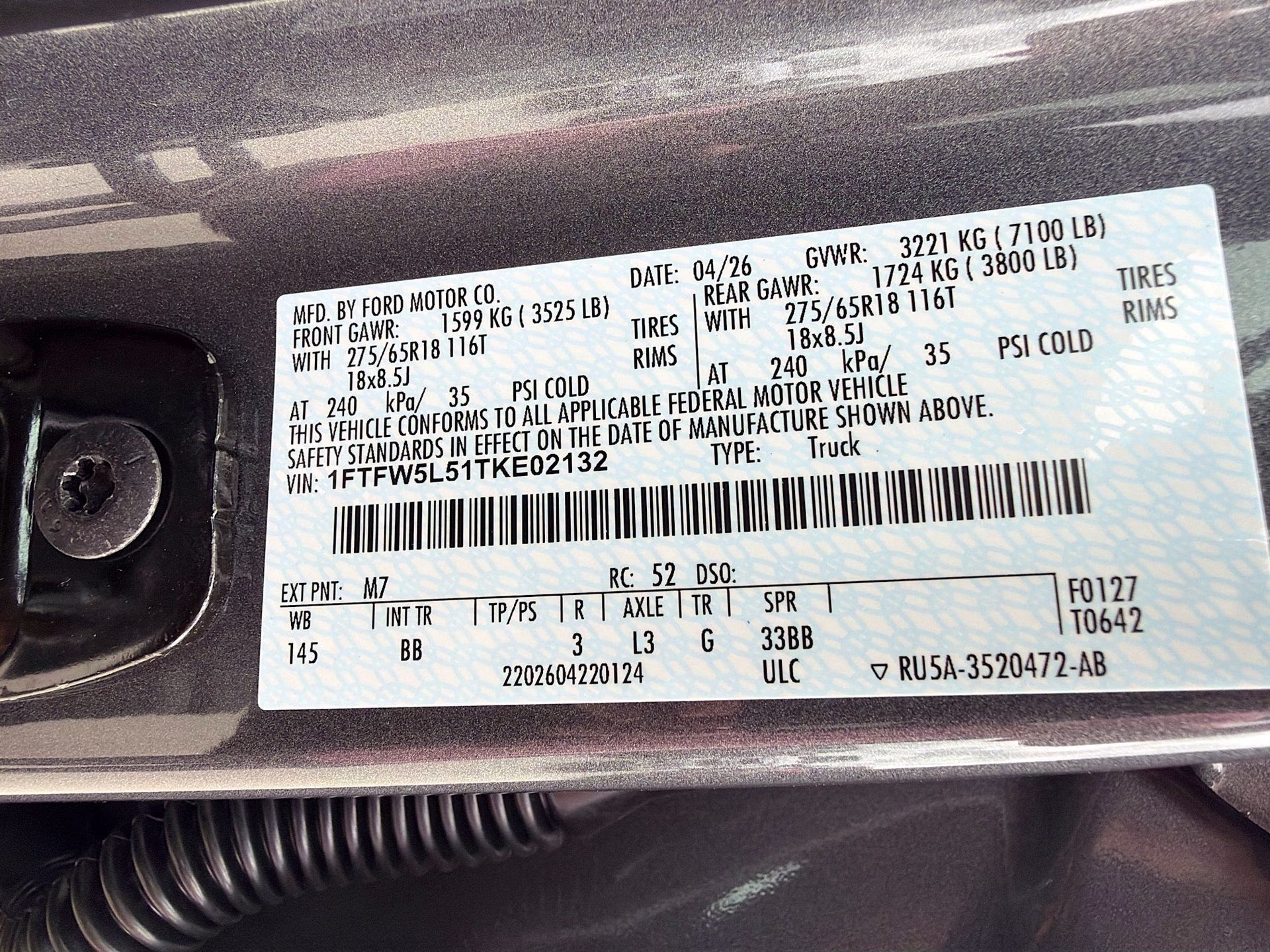 2026 Carbonized Gray Metallic Ford F-150 Lariat 4X4 Truck