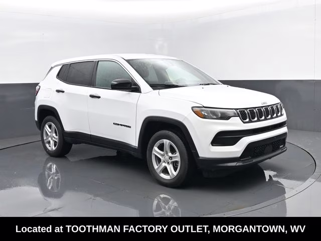 2023 Bright White Clearcoat Jeep Compass Sport 4X4 SUV