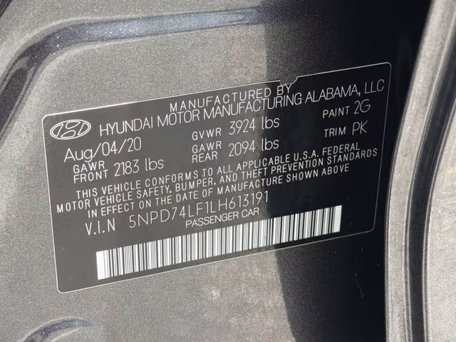 2020 Portofino Gray Hyundai Elantra SE FWD Sedan