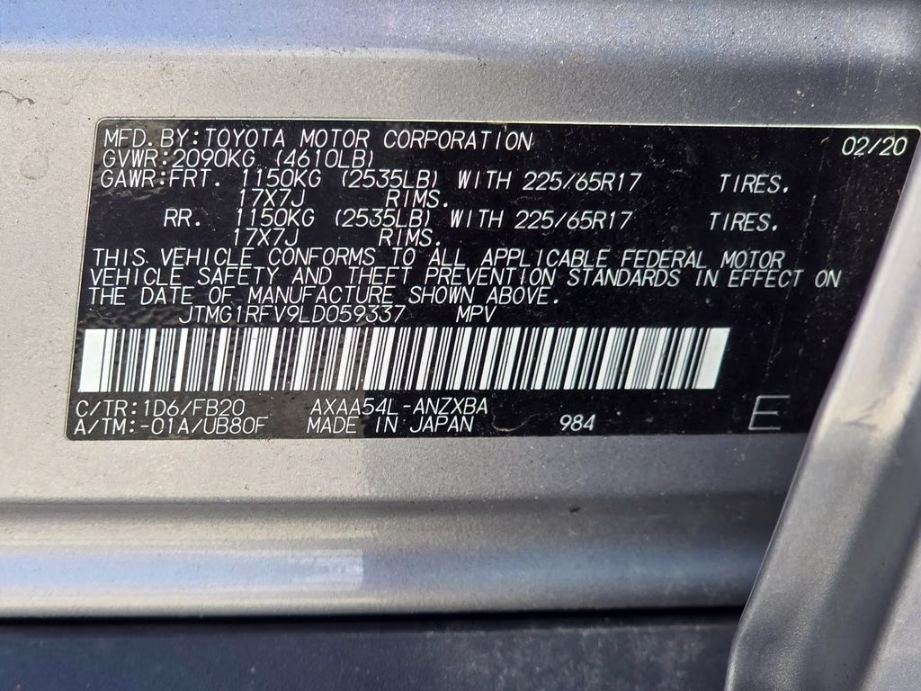 2020 Silver Sky Metallic Toyota RAV4 LE AWD SUV
