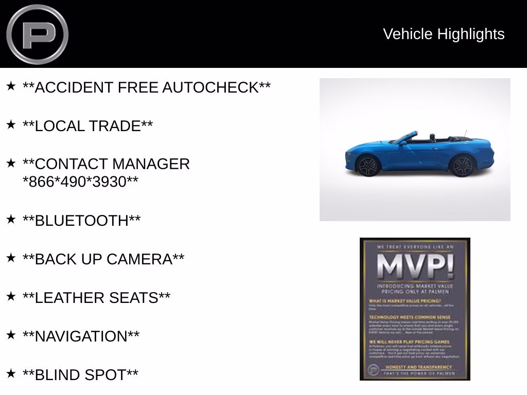 2023 Blue Ford Mustang EcoBoost Premium RWD Convertible
