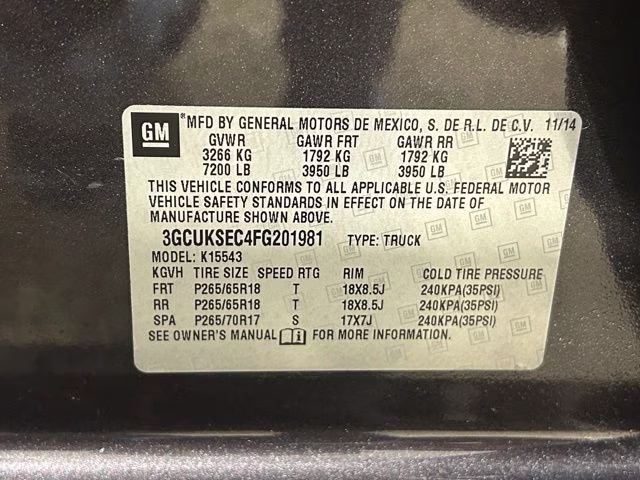 2015 Tungsten Metallic Chevrolet Silverado 1500 LTZ 4X4 Truck