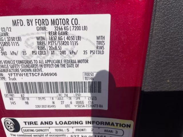 2012 Red Candy Metallic Tinted Clearcoat Ford F-150 Platinum 4X4 Truck