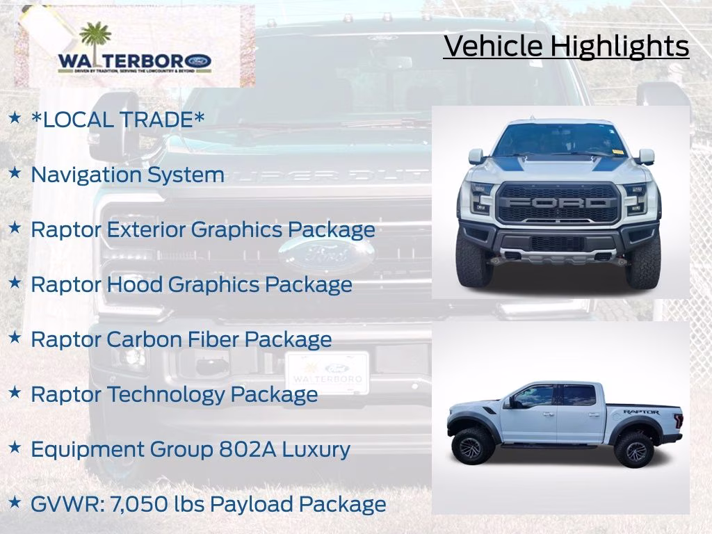 2019 Oxford White Ford F-150 Raptor 4X4 Truck