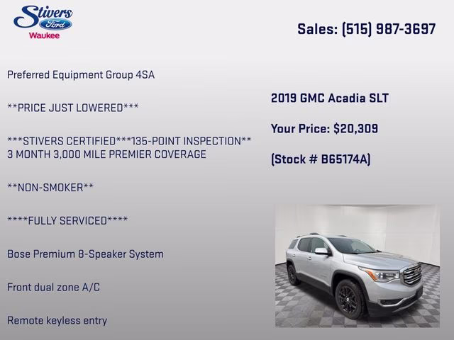 2019 Quicksilver Metallic GMC Acadia SLT-1 AWD SUV