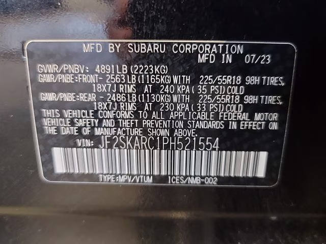 2023 Crystal Black Silica Subaru Forester Touring AWD SUV