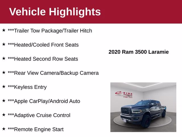 2020 Granite Crystal Metallic Clearcoat Ram 3500 Laramie 4X4 Truck