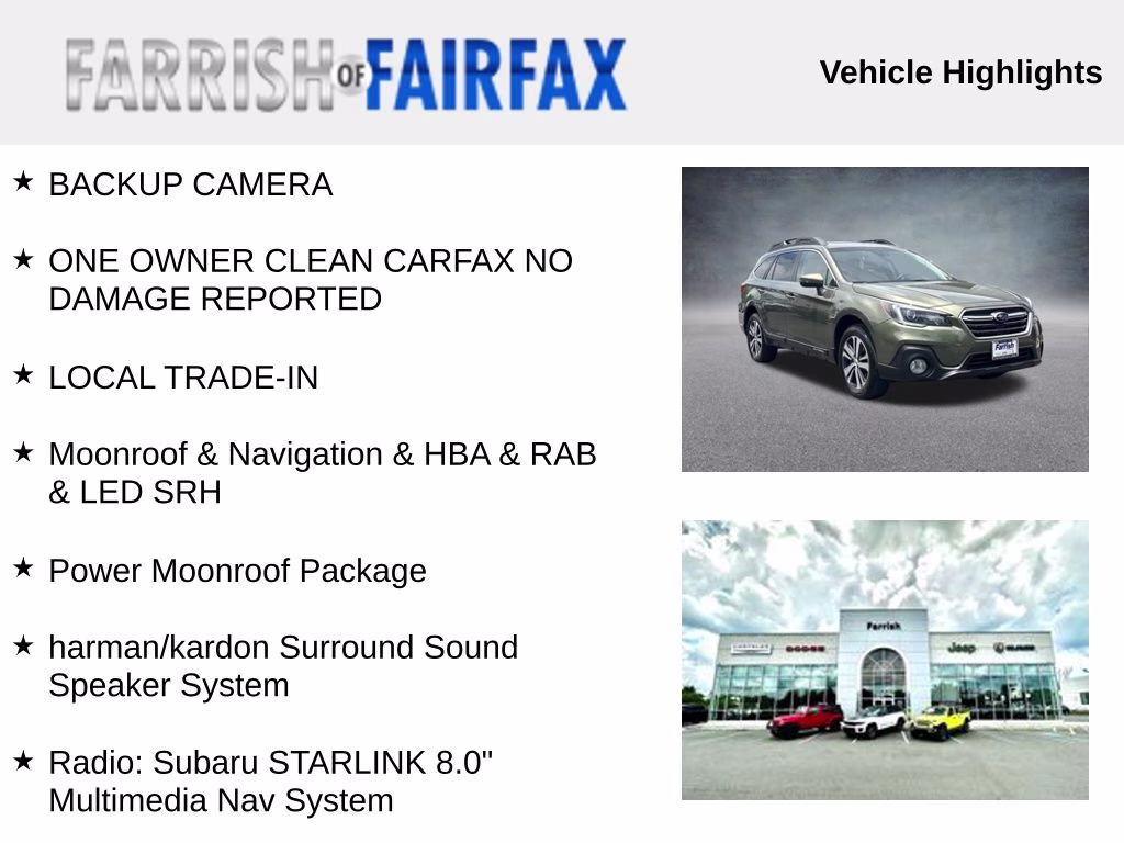 2019 Wilderness Green Metallic Subaru Outback 2.5i AWD SUV