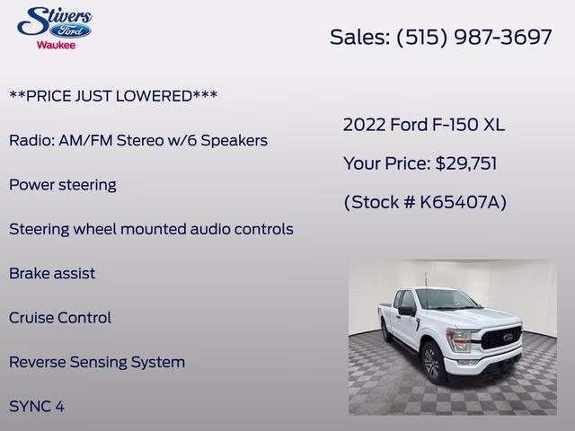 2022 Oxford White Ford F-150 XL 4X4 Truck