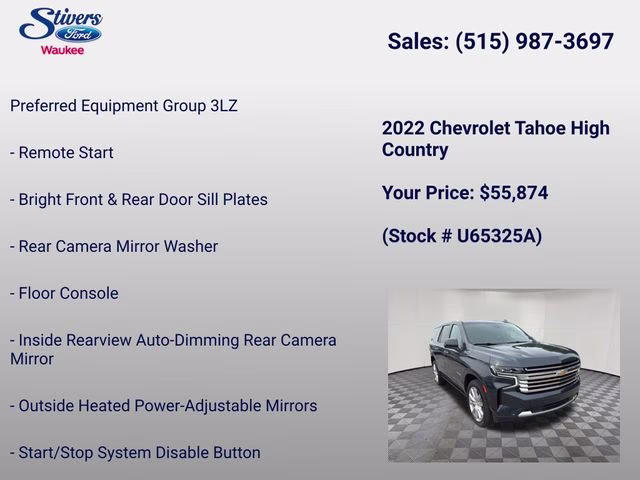 2022 Evergreen Gray Metallic Chevrolet Tahoe High Country 4X4 SUV