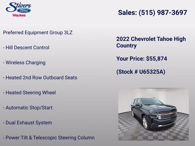 2022 Evergreen Gray Metallic Chevrolet Tahoe High Country 4X4 SUV