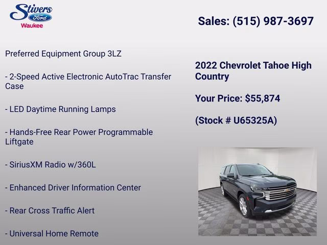 2022 Evergreen Gray Metallic Chevrolet Tahoe High Country 4X4 SUV