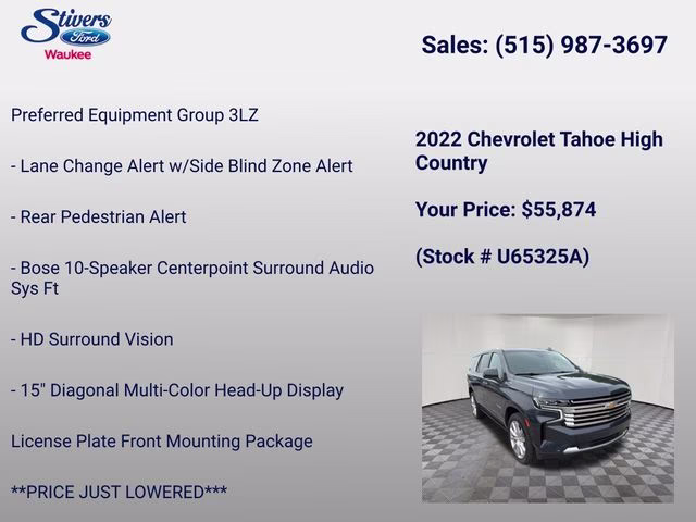 2022 Evergreen Gray Metallic Chevrolet Tahoe High Country 4X4 SUV