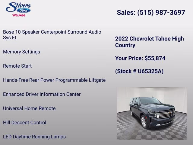 2022 Evergreen Gray Metallic Chevrolet Tahoe High Country 4X4 SUV