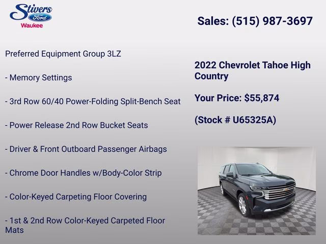 2022 Evergreen Gray Metallic Chevrolet Tahoe High Country 4X4 SUV