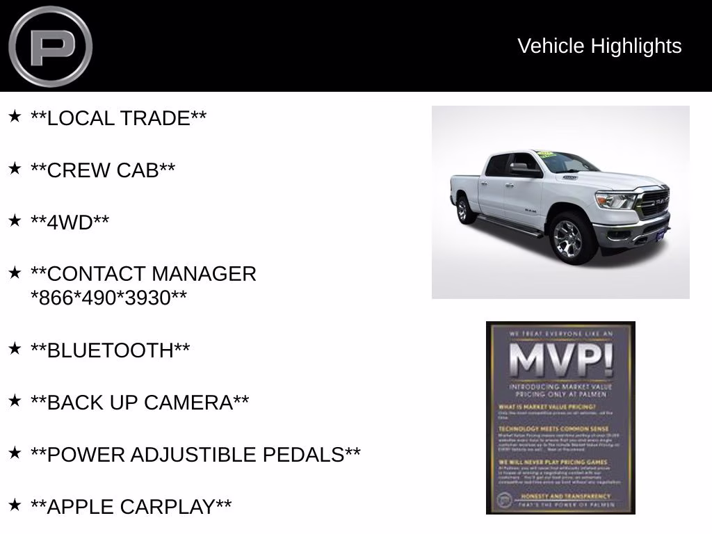 2019 Bright White Clearcoat Ram 1500 Big Horn/Lone Star 4X4 Truck