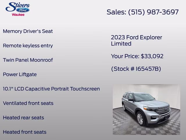 2023 Silver Metallic Ford Explorer Limited 4X4 SUV