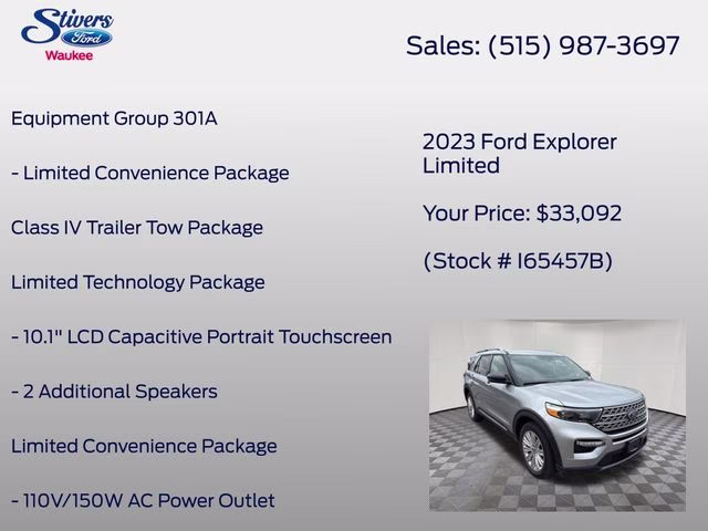2023 Silver Metallic Ford Explorer Limited 4X4 SUV