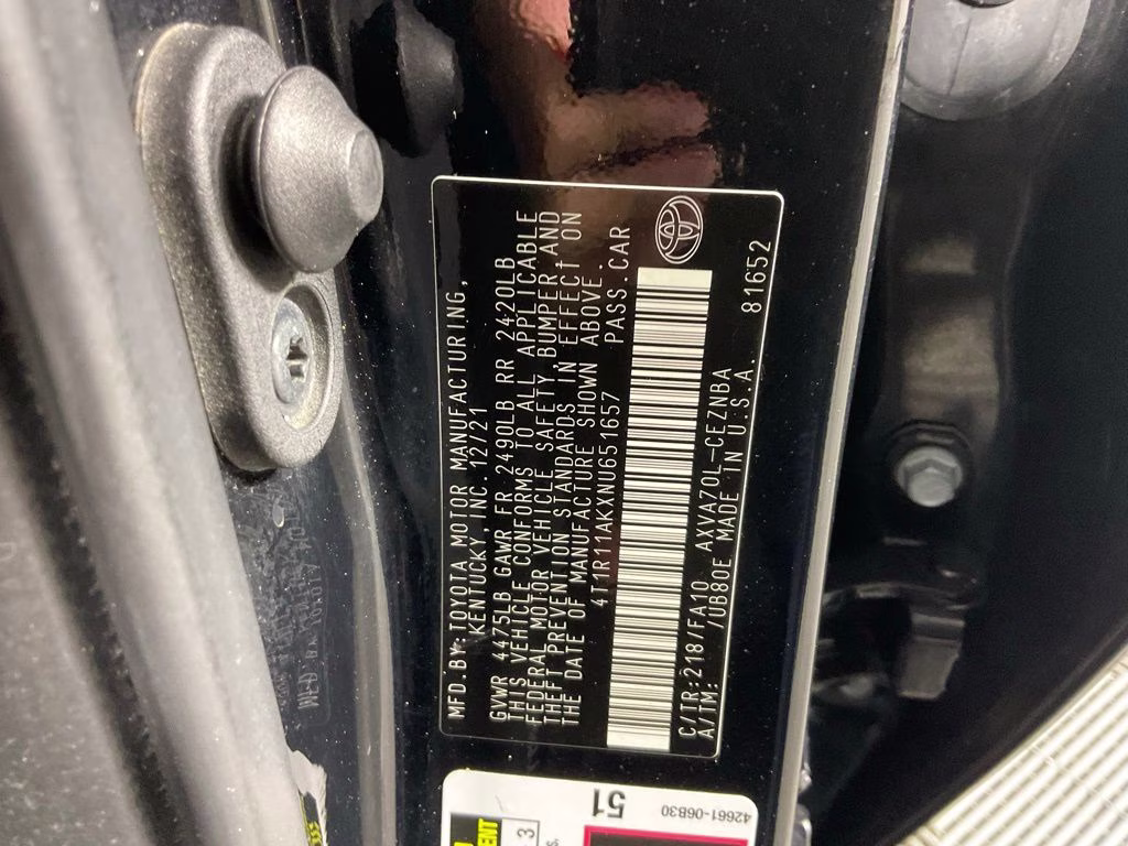 2022 Black Toyota Camry LE FWD Sedan