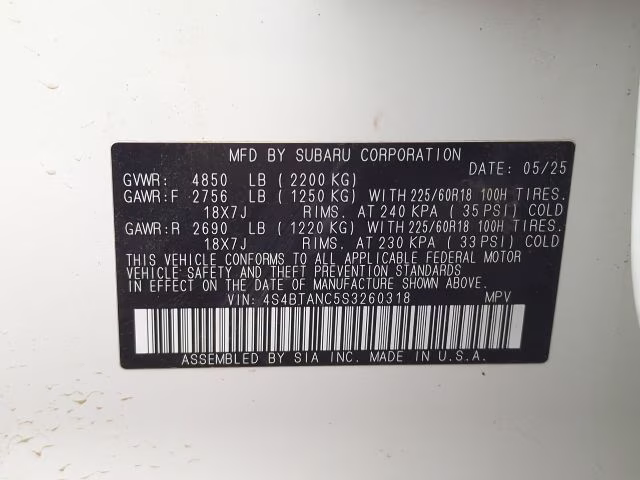 2025 Crystal White Pearl Subaru Outback Limited AWD SUV