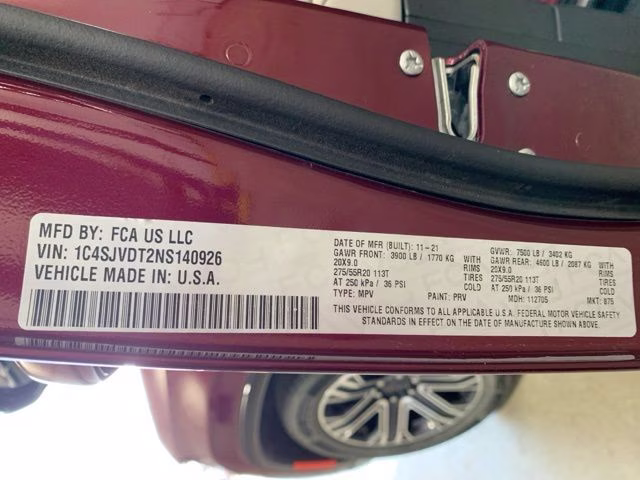 2022 Velvet Red Pearlcoat Jeep Wagoneer Series III 4X4 SUV