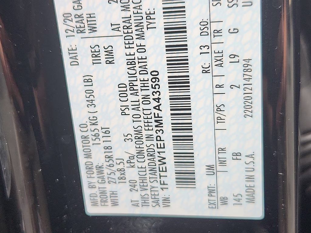 2021 Black Metallic Ford F-150 XLT 4X4 Truck