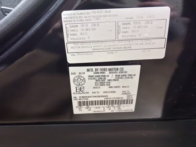 2019 Agate Black Metallic Ford Explorer Sport 4X4 SUV