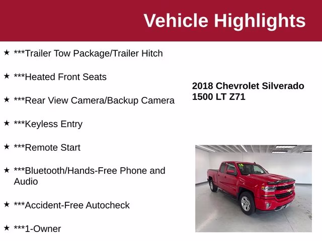2018 Red Hot Chevrolet Silverado 1500 LT 4X4 Truck
