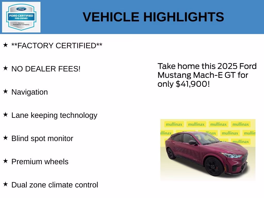 2025 Molten Magenta Metallic Tinted Clearcoat Ford Mustang Mach-E GT AWD SUV