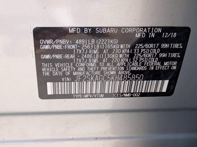 2019 Ice Silver Metallic Subaru Forester Premium AWD SUV