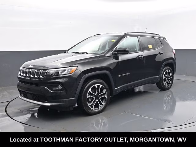 2022 Diamond Black Crystal Pearlcoat Jeep Compass Limited 4X4 SUV
