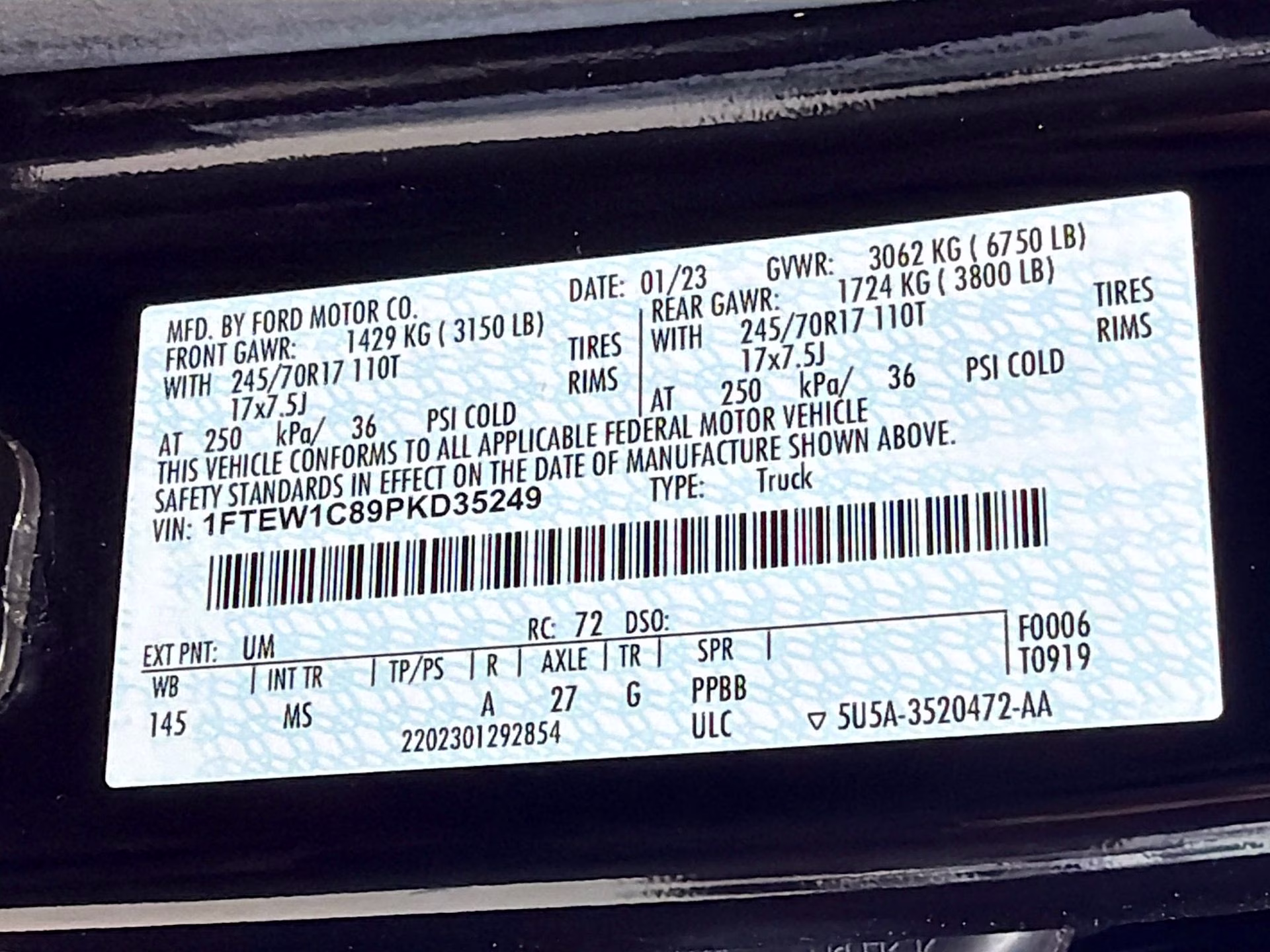 2023 Black Metallic Ford F-150 XLT RWD Truck