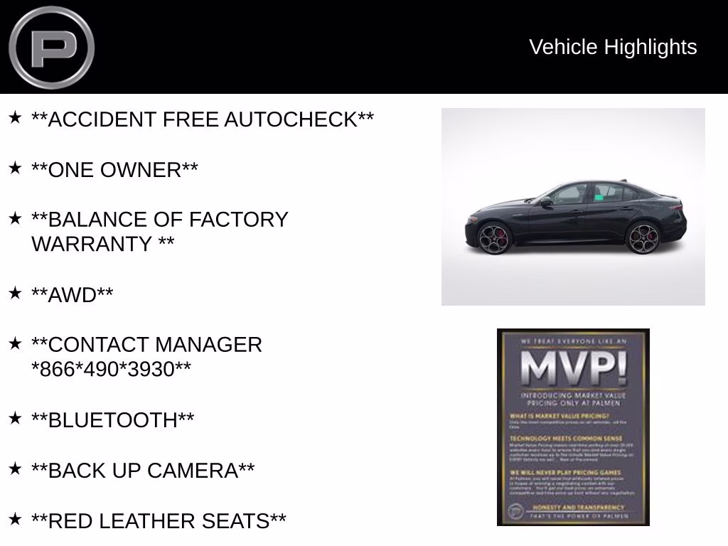 2024 Vulcano Black Metallic Alfa Romeo Giulia Veloce AWD Sedan