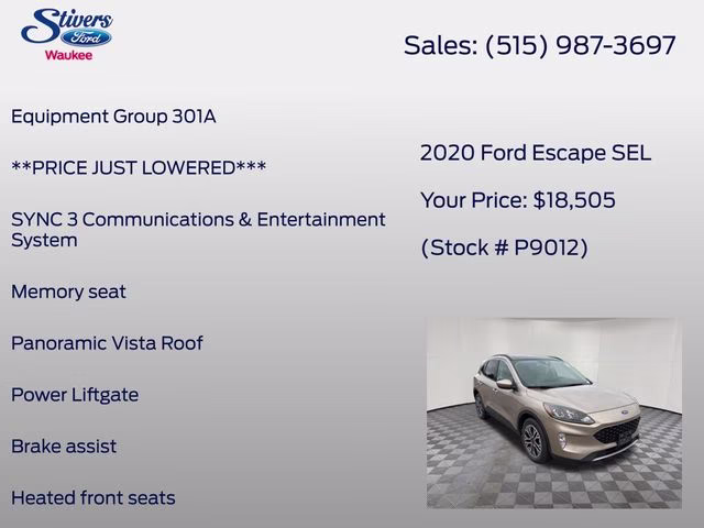 2020 Desert Gold Metallic Ford Escape SEL AWD SUV