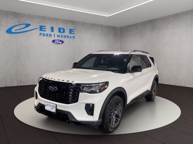 2026 Star White Metallic Tri-Coat Ford Explorer ST-Line 4X4 SUV