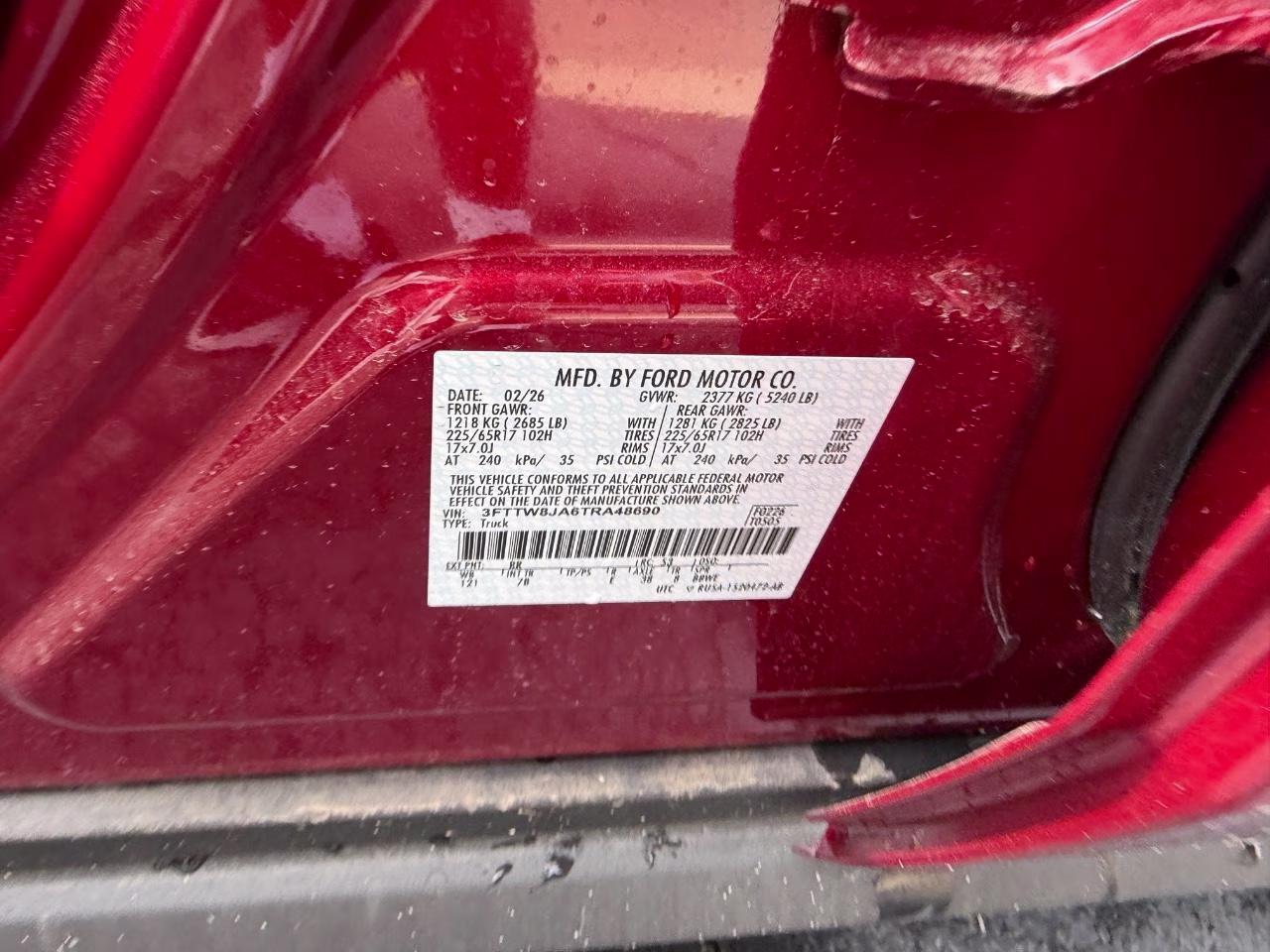 2026 Ruby Red Metallic Tinted Clearcoat Ford Maverick XLT AWD Truck