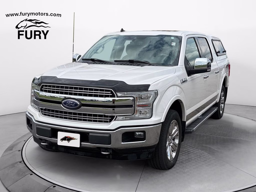 2019 White Platinum Metallic Tri-Coat Ford F-150 Lariat w/Tow & Chrome Appearance & Twin Panel Moon 4X4 Truck