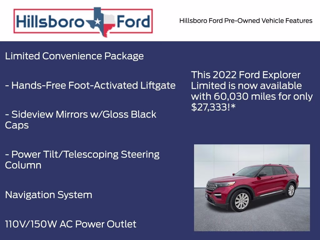 2022 Rapid Red Metallic Tinted Clearcoat Ford Explorer Limited RWD SUV