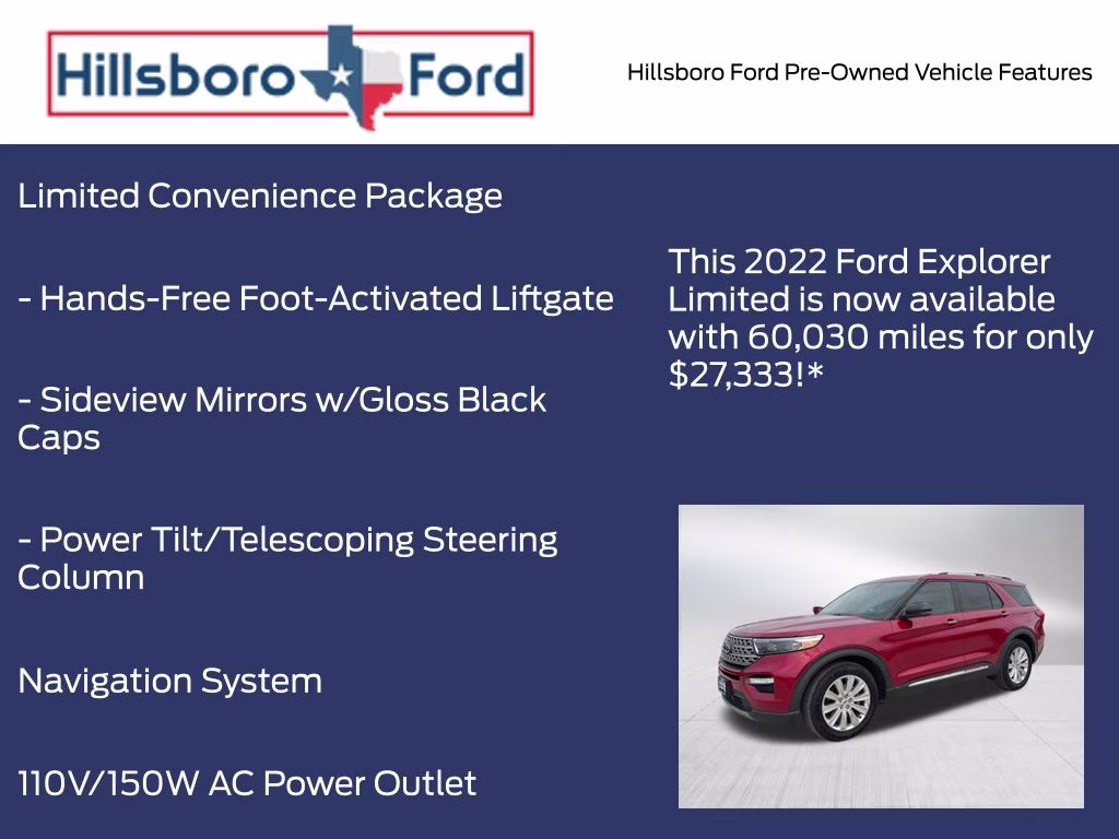 2022 Rapid Red Metallic Tinted Clearcoat Ford Explorer Limited RWD SUV