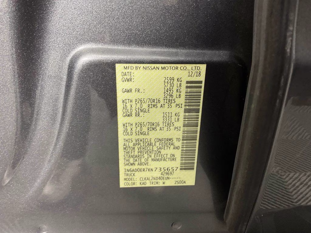 2019 Gun Metallic Nissan Frontier SV RWD Truck