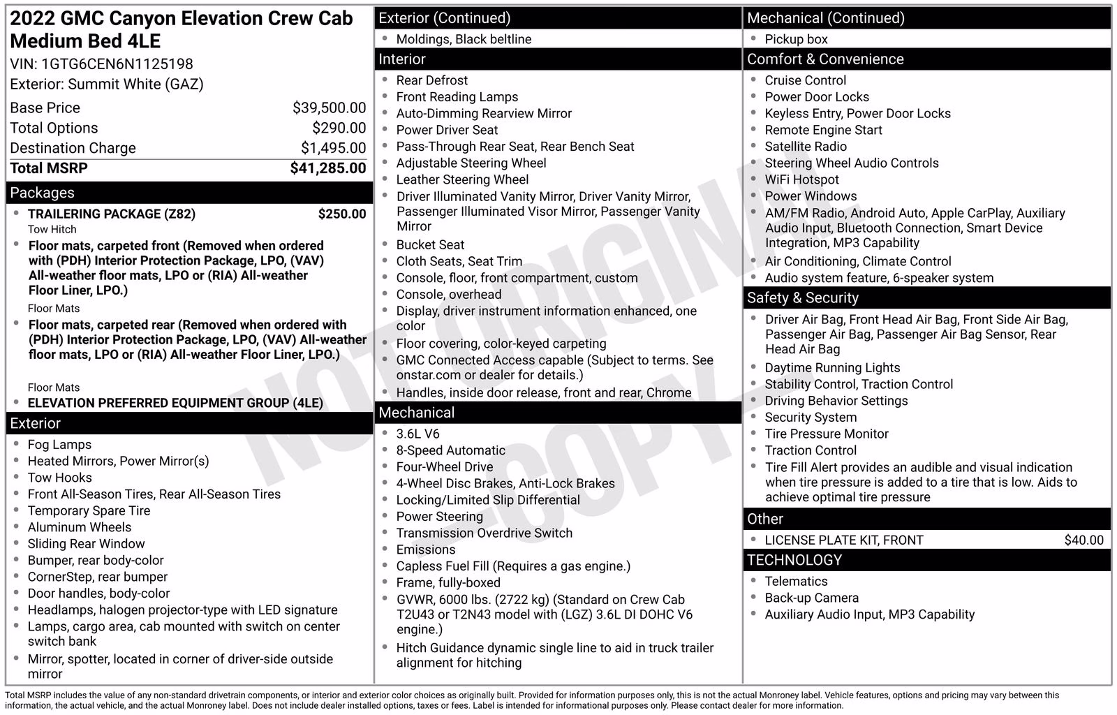 2022 Summit White GMC Canyon Elevation 4X4 Truck