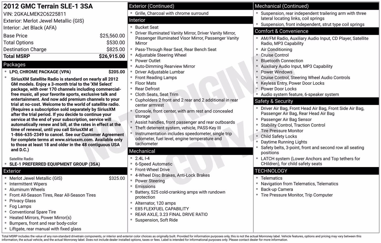 2012 Merlot Jewel Metallic GMC Terrain SLE-1 FWD SUV