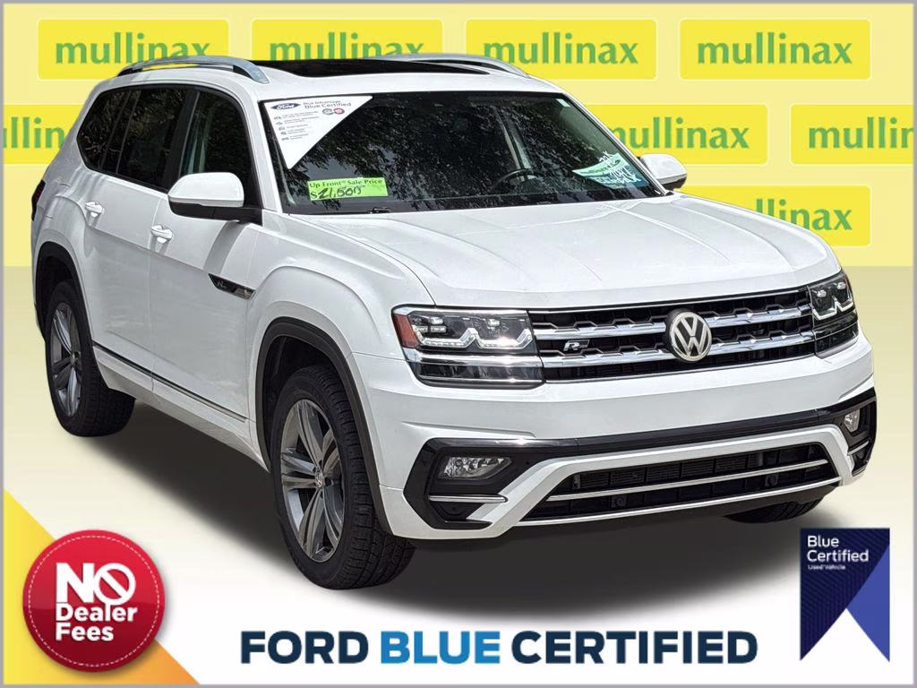2019 Pure White Volkswagen Atlas 3.6L V6 SEL R-Line FWD SUV